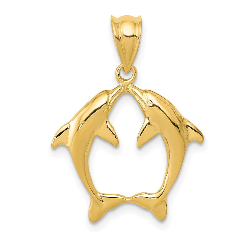 14k Two Dolphins Pendant K4874
