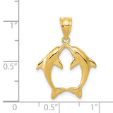 14k Two Dolphins Pendant K4874