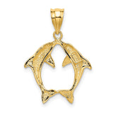 14k Two Dolphins Pendant K4874