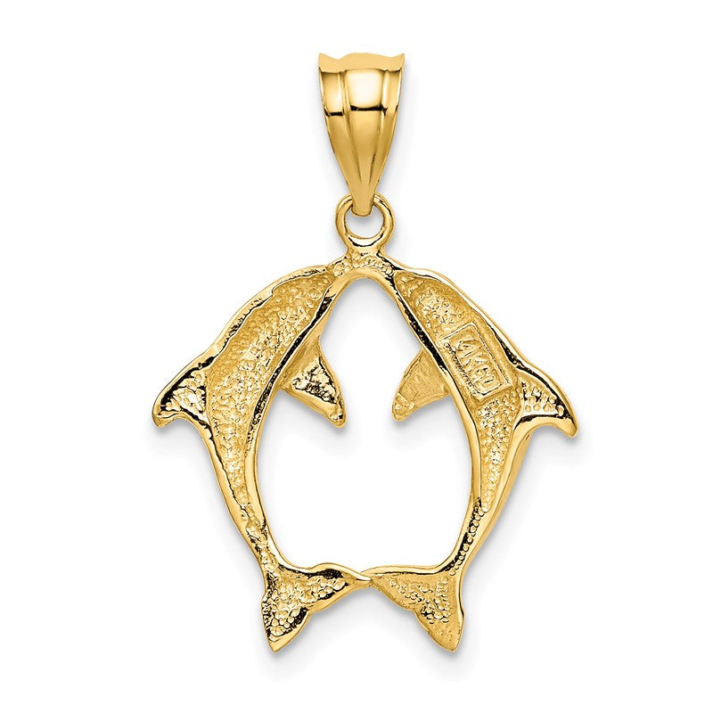 14k Two Dolphins Pendant K4874