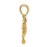 14k Polished Open-Backed Bass Fish Pendant C2574