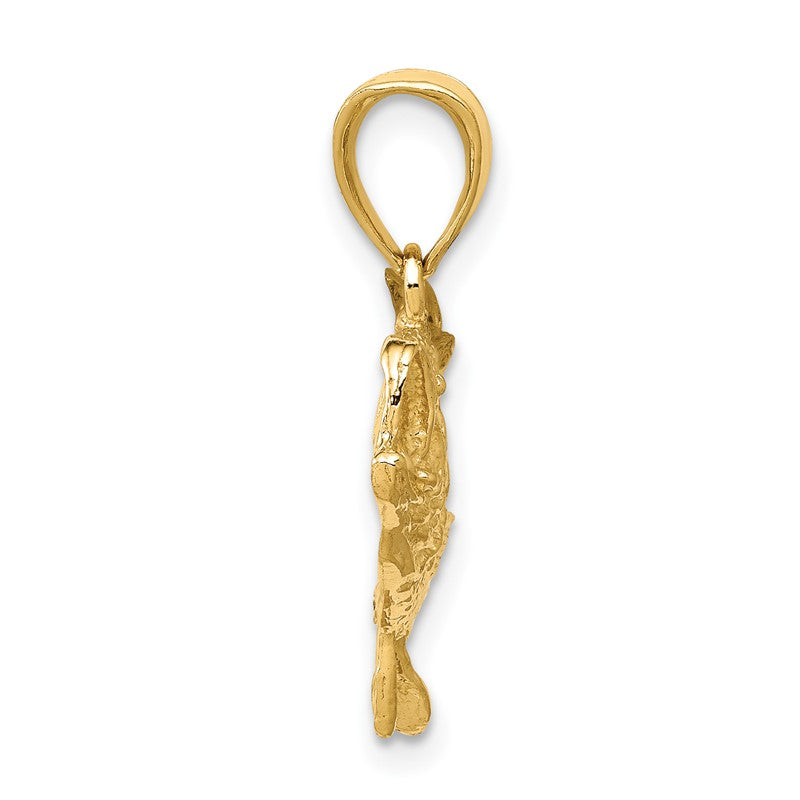 14k Polished Open-Backed Bass Fish Pendant C2574