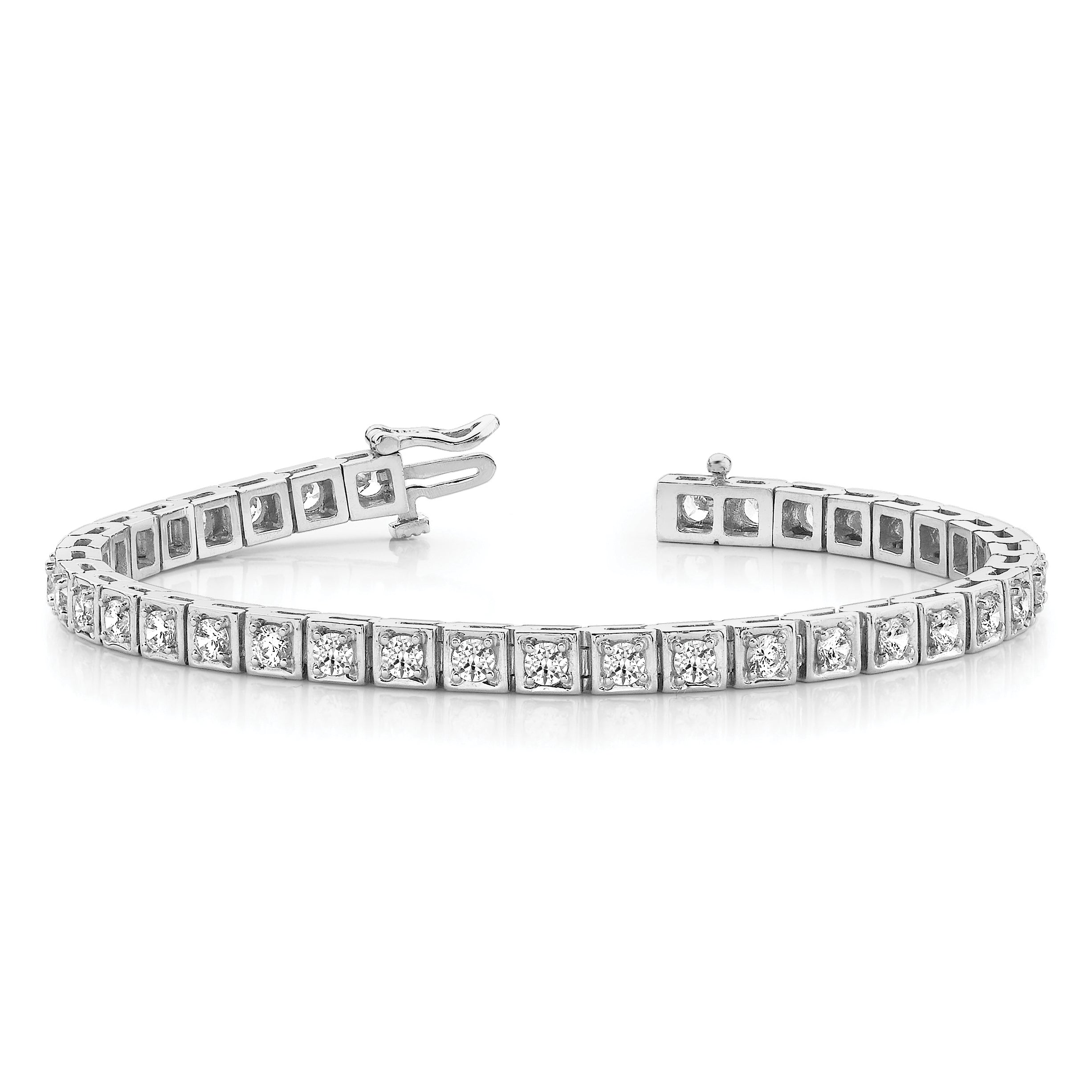 14k White Gold Complete 1.75 carat Round VS Diamond 4-prong 7 inch Tennis Bracelet X755WVS