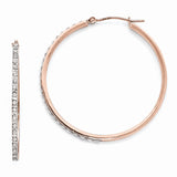 14k Rose Gold Diamond Fascination Diamond Dust/Accent 2x40mm Round Hoop Earrings DF269