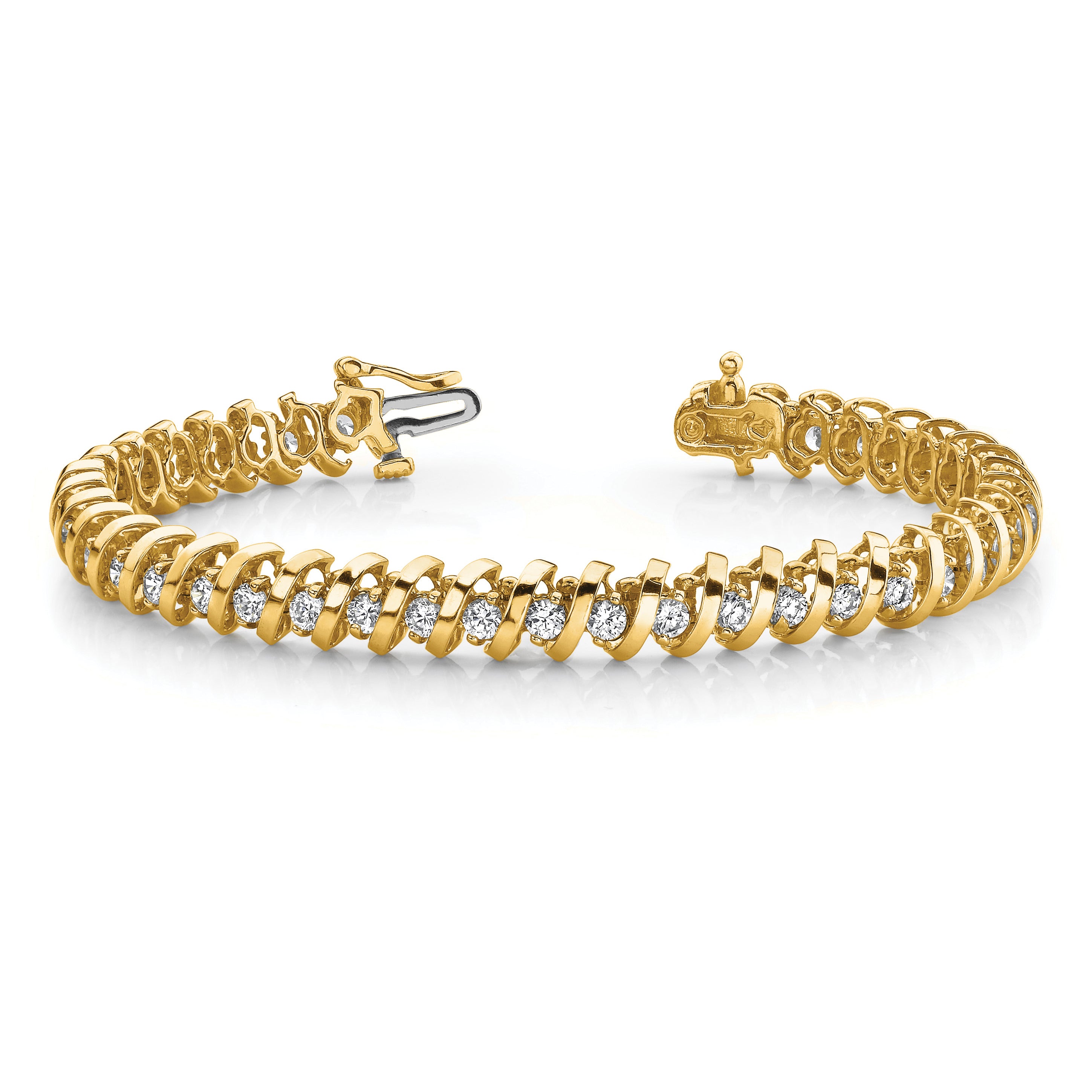14k Complete 5 carat Round VS Diamond Fancy Spiral 7 inch Tennis Bracelet X2006VS
