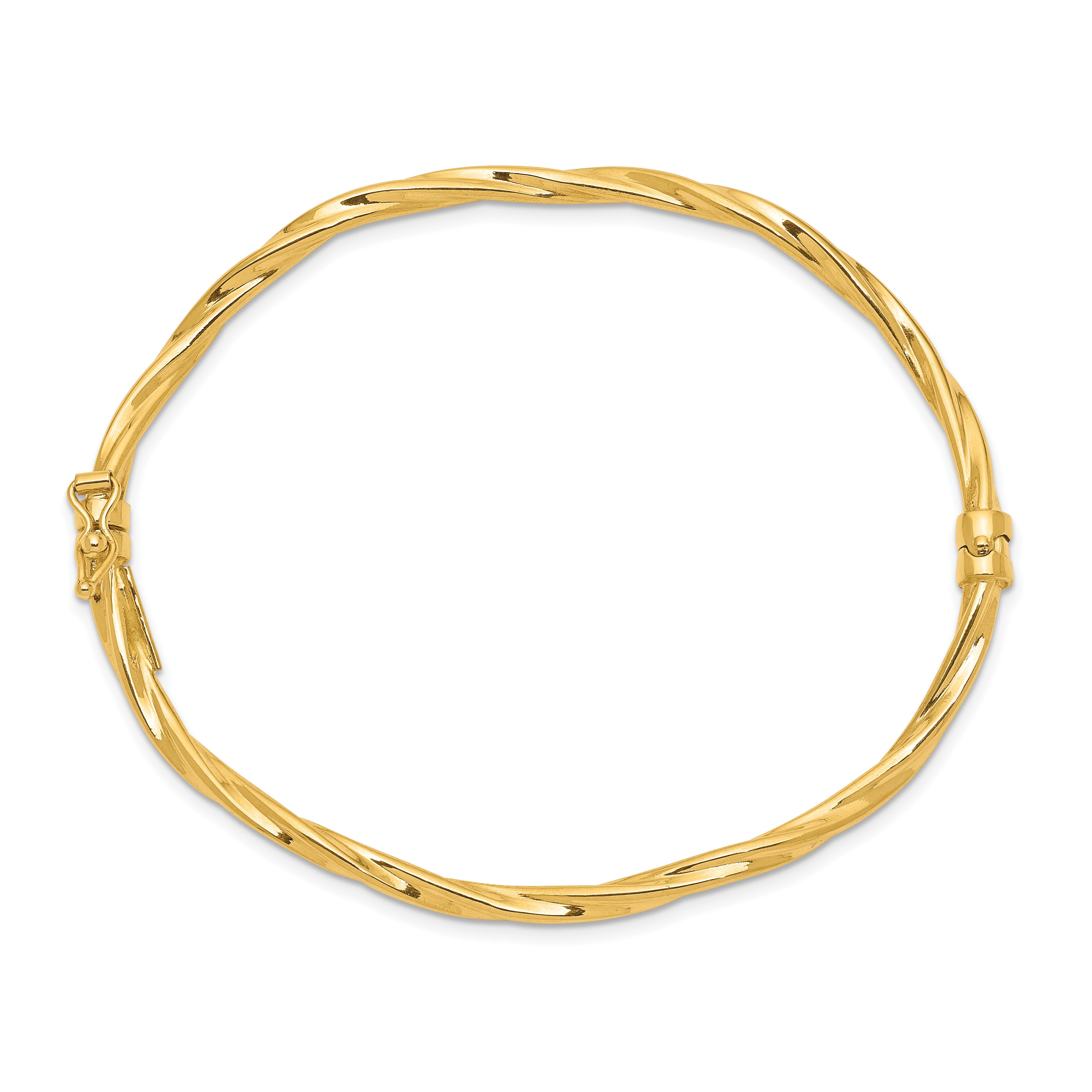 14k Polished Twisted 3.00mm Hinged Oval Bangle Bracelet DB622