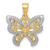14K and White Rhodium Butterfly Charm D3336