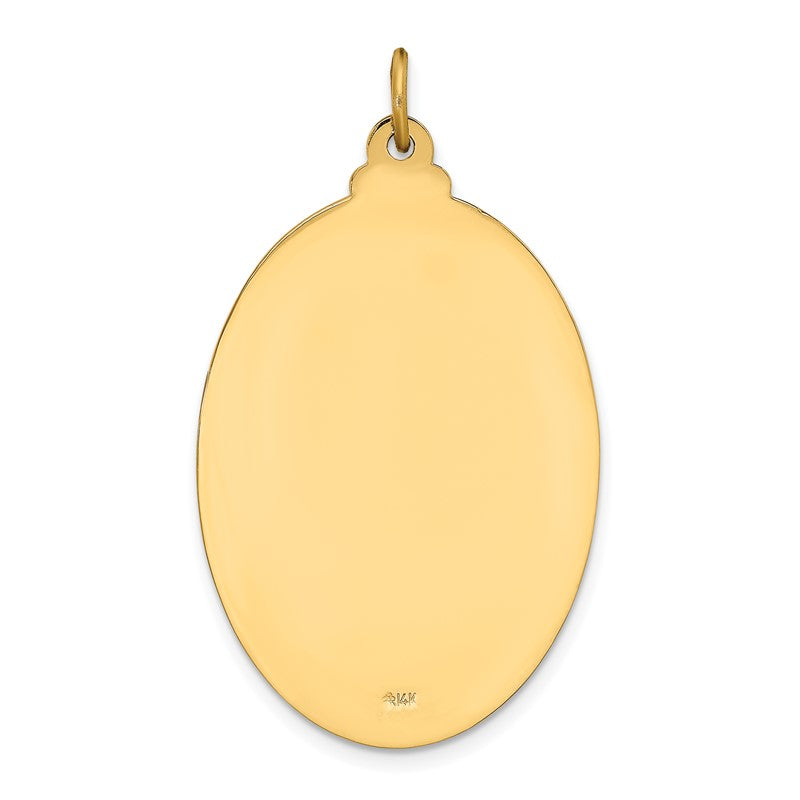 14k Polished and Satin Solid Large St. Christopher Medal Oval Pendant XR1805
