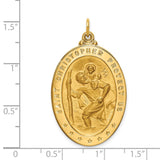 14k Polished and Satin Solid Large St. Christopher Medal Oval Pendant XR1805