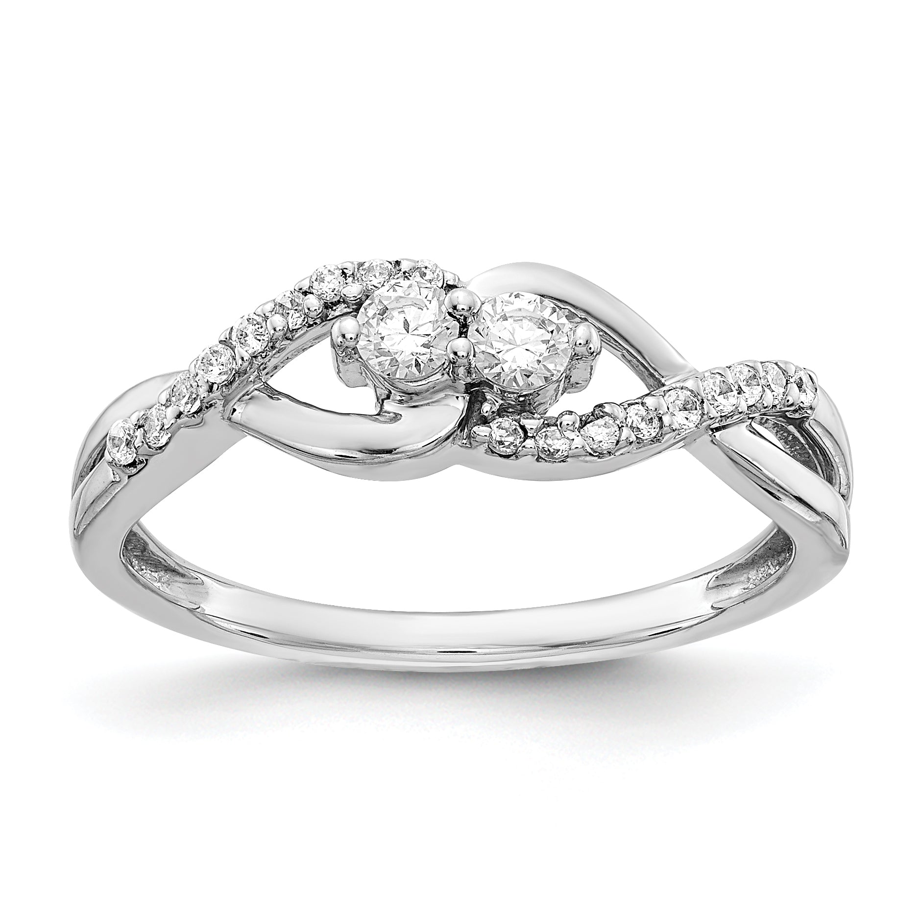 14k White Gold 2-Stone 1/4 carat Diamond Fancy Ring RM3840