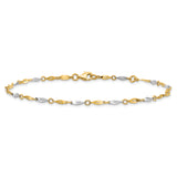 14K Two-Tone Polished Twisted Link 9 inch Plus 1 inch Extender - Total 10 inch Anklet ANK280