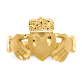 14K Mens Satin Diamond-cut Claddagh Ring K3856