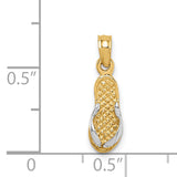 14k and White Rhodium 3-D Single Flip-Flop Pendant K1857