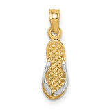14k and White Rhodium 3-D Single Flip-Flop Pendant K1857