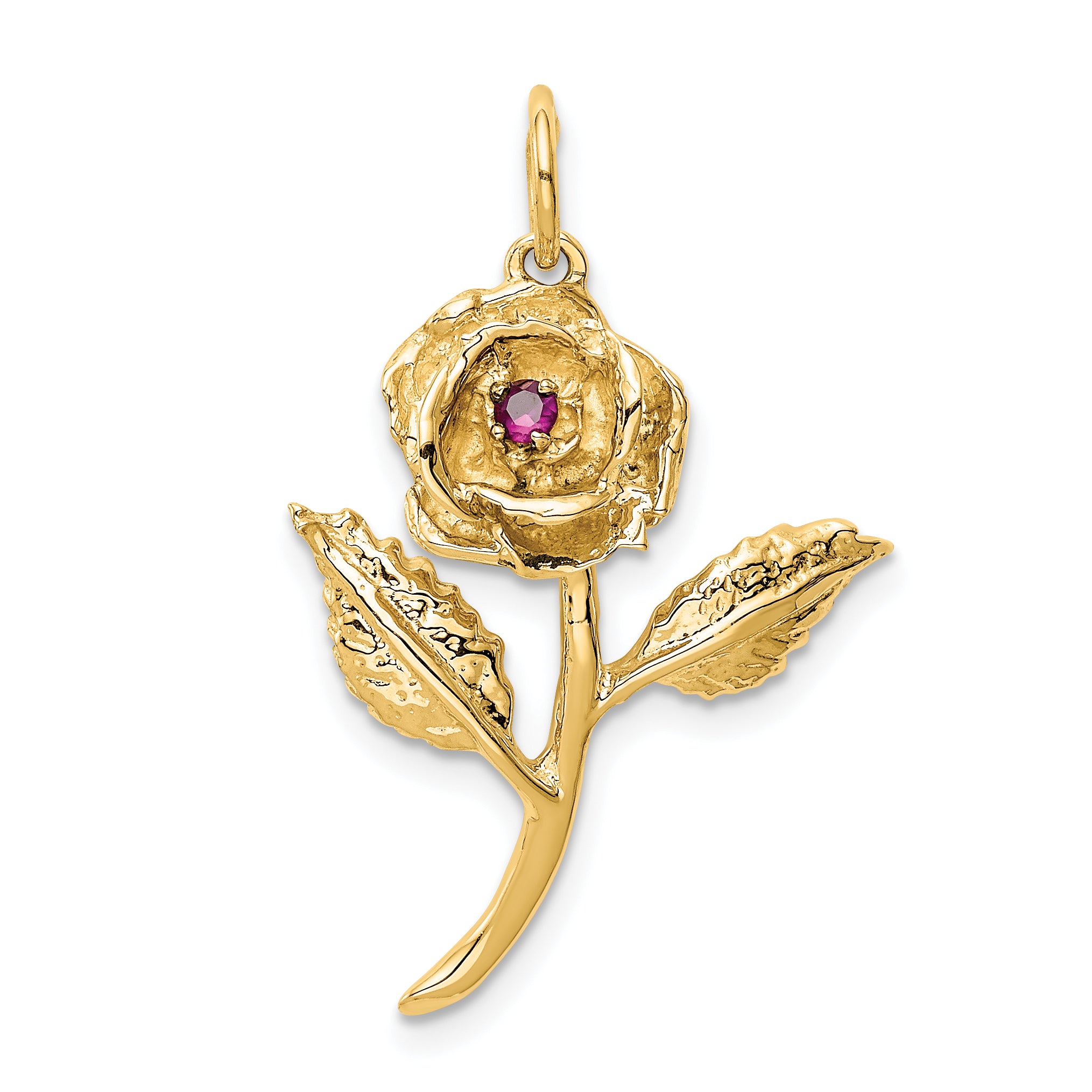 14k Red CZ Rose Charm A9014