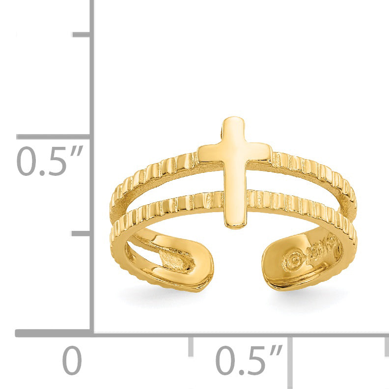 14k Cross Toe Ring R397