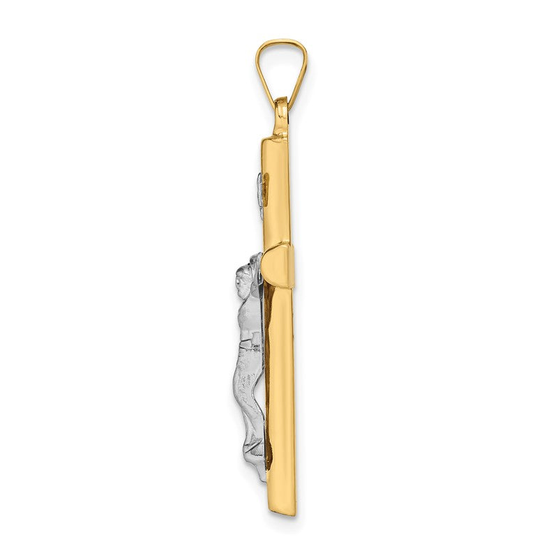 14k Two-tone INRI Hollow Crucifix Pendant XR298