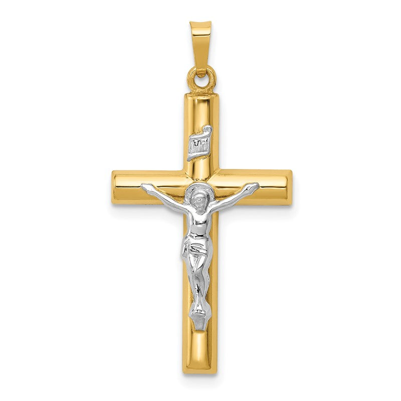 14k Two-tone INRI Hollow Crucifix Pendant XR298