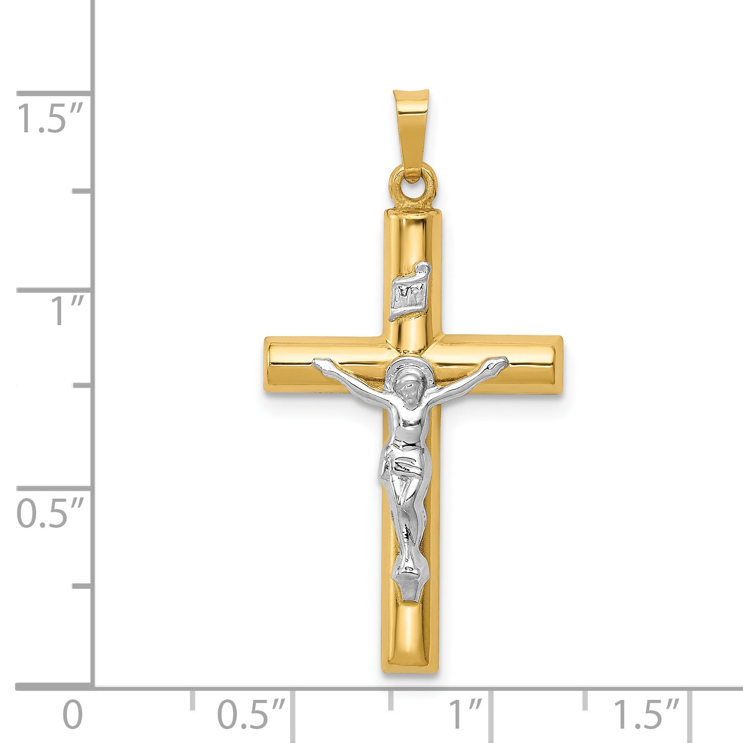 14k Two-tone INRI Hollow Crucifix Pendant XR298