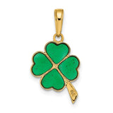 14K 4-Leaf Clover Enameled Pendant K4098