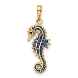 14K 3-D Blue Enameled Seahorse Pendant K4181