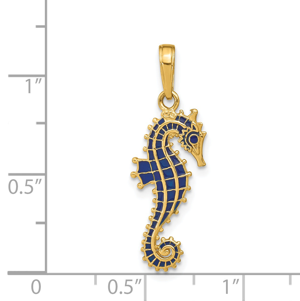 14K 3-D Blue Enameled Seahorse Pendant K4181