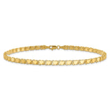 14k Polished Double-Sided Hearts Double Link 10 inch Anklet ANK98
