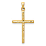 14k Hollow Diamond-cut Cross Pendant K6395