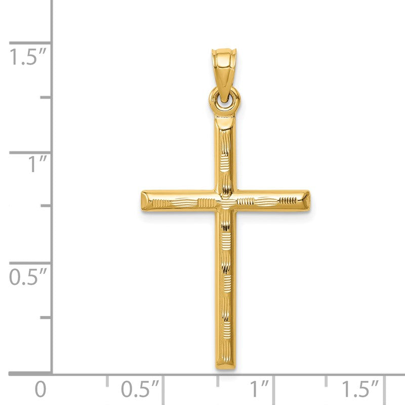 14k Hollow Diamond-cut Cross Pendant K6395
