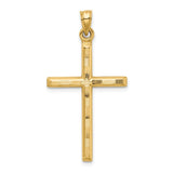 14k Hollow Diamond-cut Cross Pendant K6395