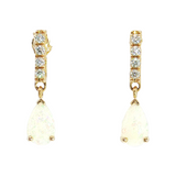 14K Yellow Gold Pear Opal & Diamond Dangle Earrings (1.08 TCW)