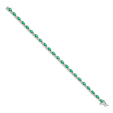 14k White Gold Complete Diamond and Oval Emerald 7 inch Bracelet BM4481