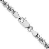 14K White Gold 26 inch 3.5mm Diamond-cut Rope with Lobster Clasp Chain 025W