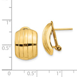 14k 12x17mm Polished Ribbed Omega Back Post Earrings TF215