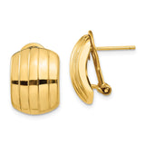 14k 12x17mm Polished Ribbed Omega Back Post Earrings TF215