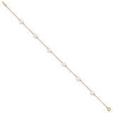 14k 6-7mm White Near-Round Freshwater Cultured Pearl 6-Station 9 inch Anklet XF559