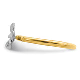 14K Two-tone Brushed and Polished Plumeria Ring D4740