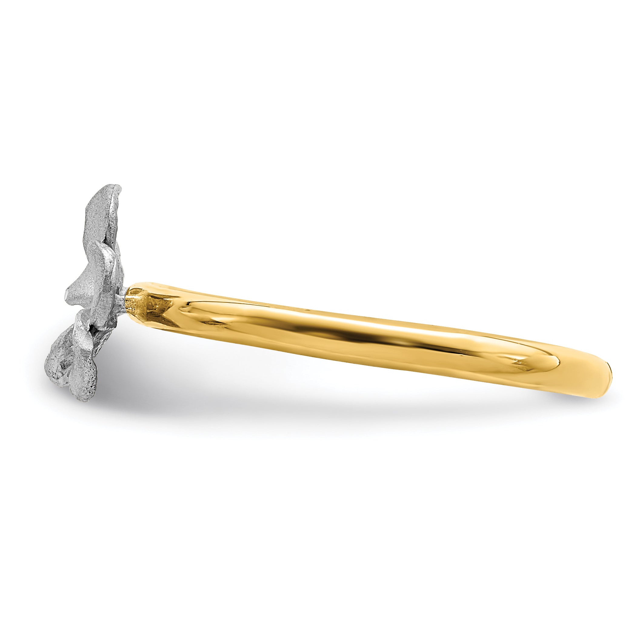 14K Two-tone Brushed and Polished Plumeria Ring D4740