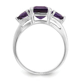 14k White Gold Amethyst 3-Stone Ring Y4543AM