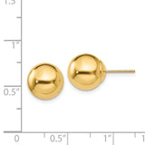 14k 10mm Polished Puffed Ball Post Earrings X10MMG