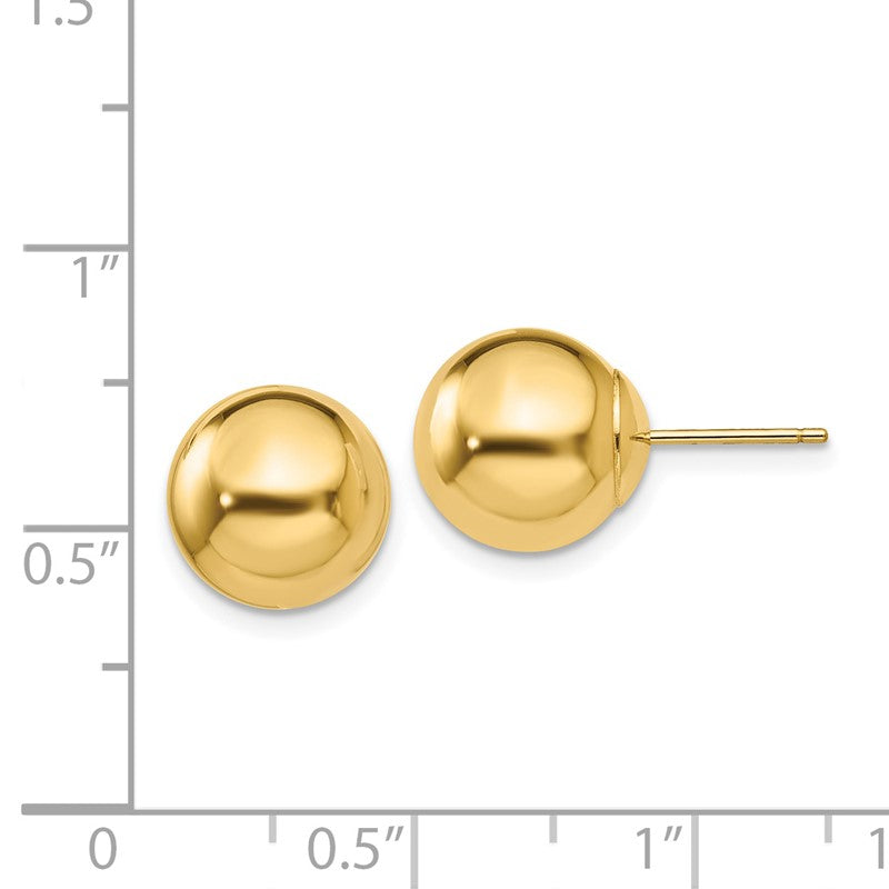 14k 10mm Polished Puffed Ball Post Earrings X10MMG
