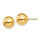 14k 10mm Polished Puffed Ball Post Earrings X10MMG