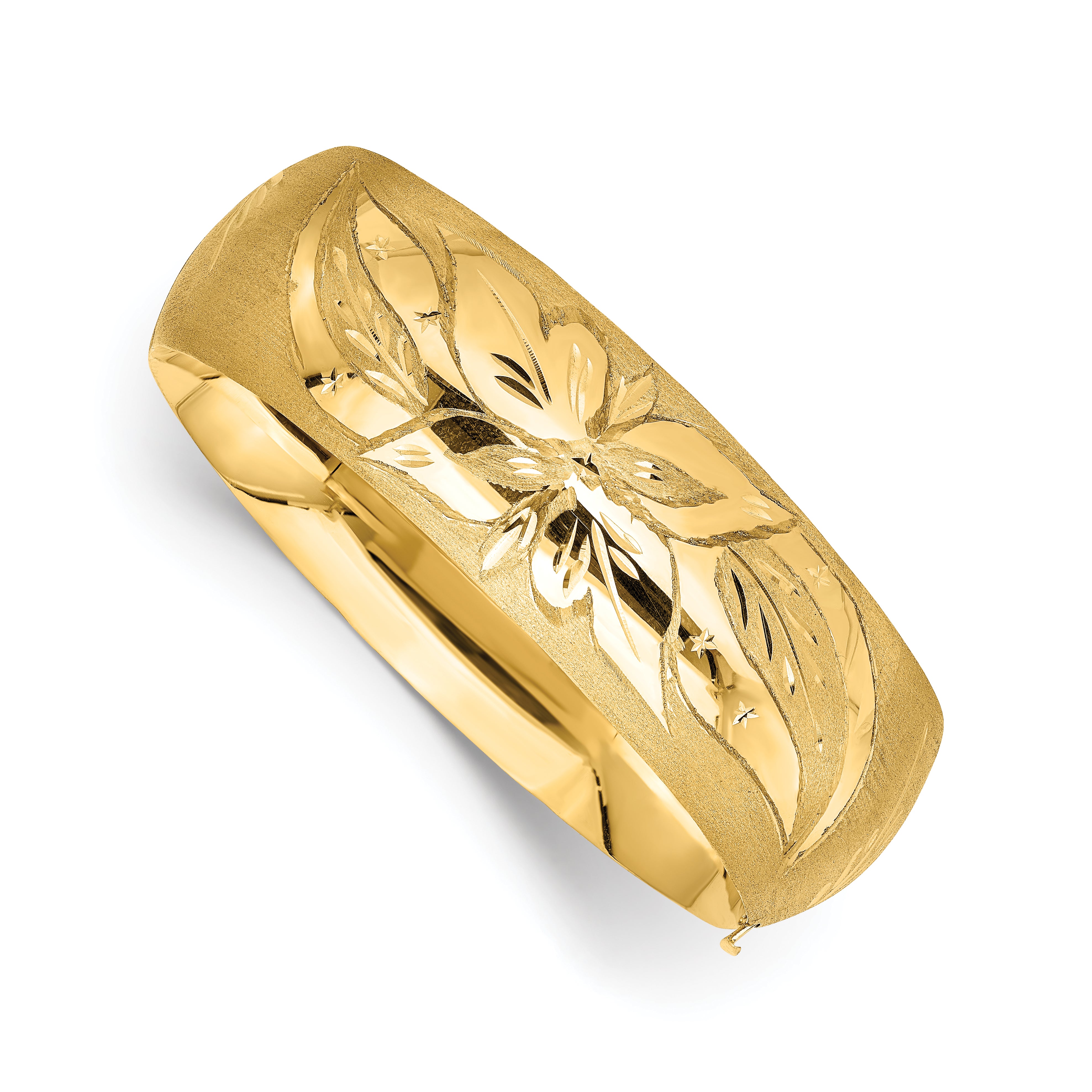 14k 13/16 Oversize Florentine Engraved 20.00mm Hinged Round Bangle Bracelet FE13/16O