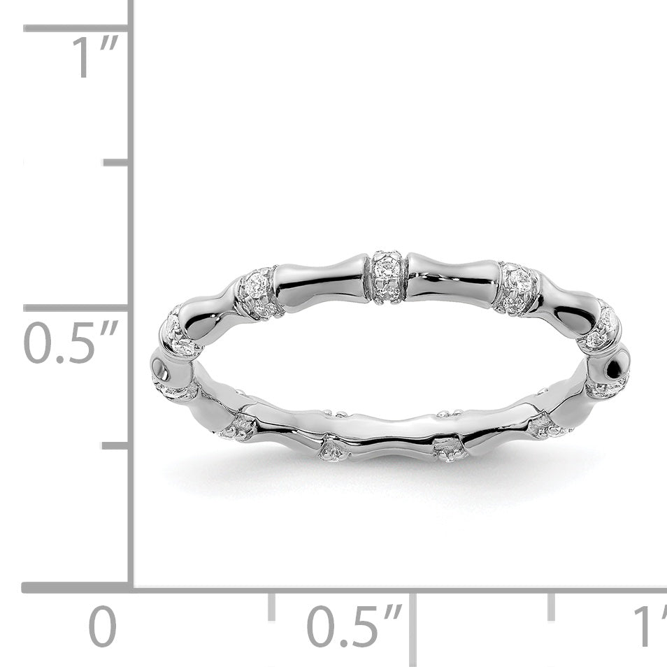 14k White Gold 3mm 1/5 carat Diamond Fancy Bamboo Band RM3722