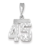 14kw Small Brushed Diamond-cut Number 45 Charm WSN45