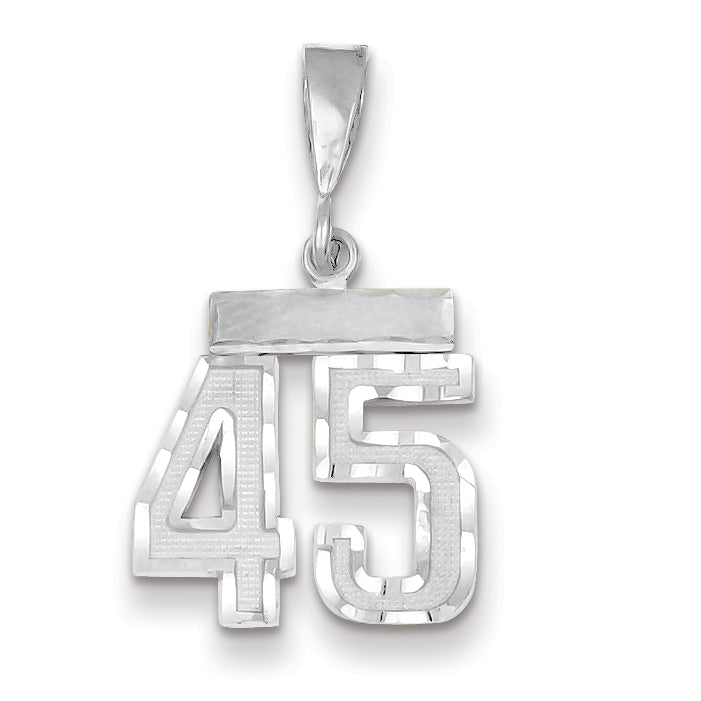 14kw Small Brushed Diamond-cut Number 45 Charm WSN45