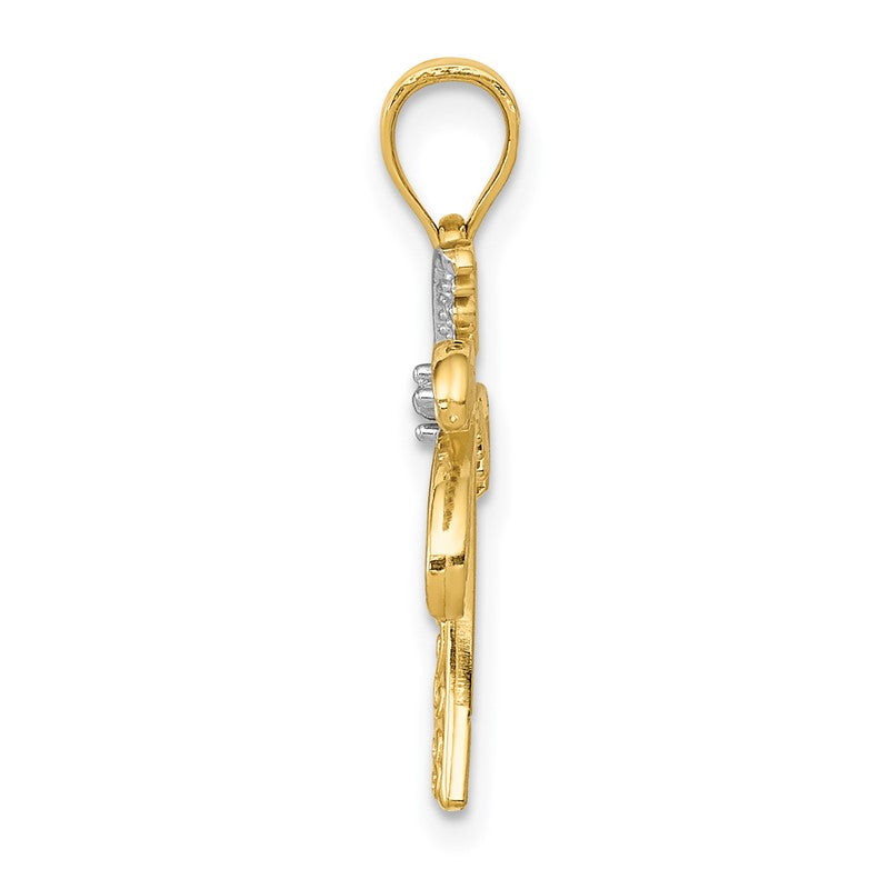 14K and White Rhodium Palm Tree Pendant K4915