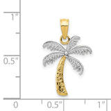 14K and White Rhodium Palm Tree Pendant K4915