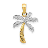 14K and White Rhodium Palm Tree Pendant K4915