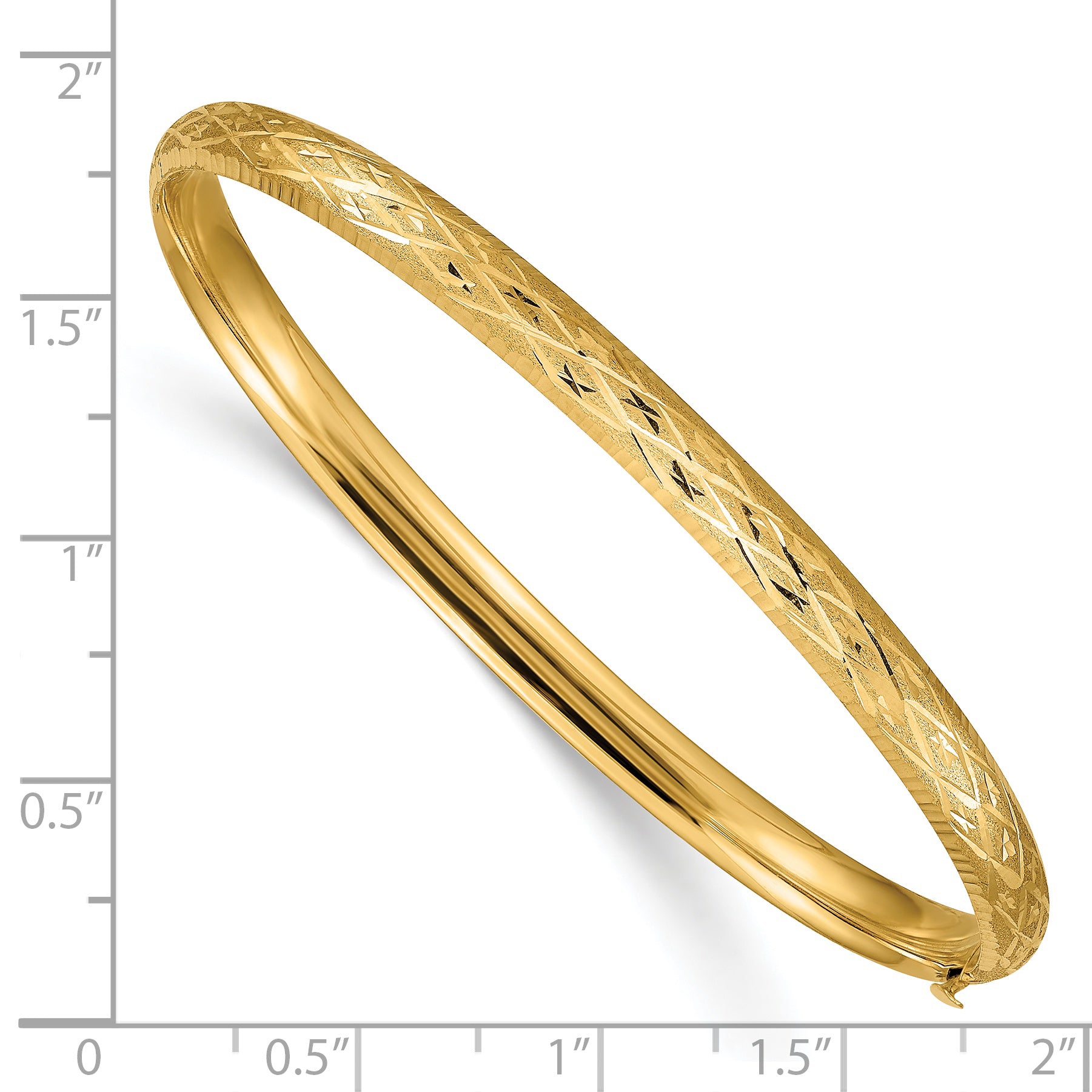 14k 3/16 Diamond-cut Fancy 4.75mm Hinged Oval Bangle Bracelet DB94